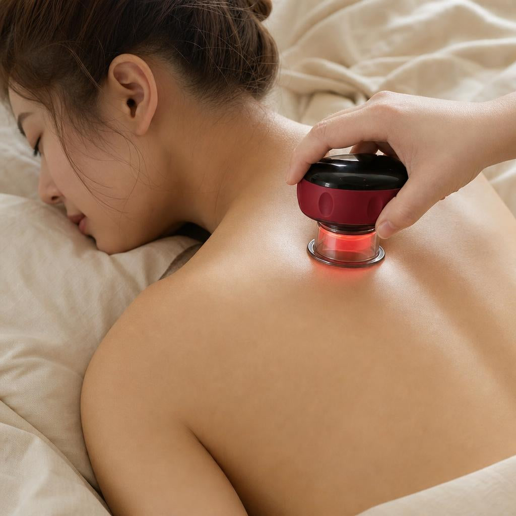 Cupping massager on the upper back